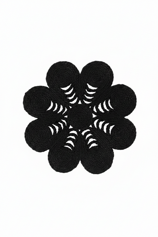 Tablett Ø40cm - Jute - Svart - Elin Anemone