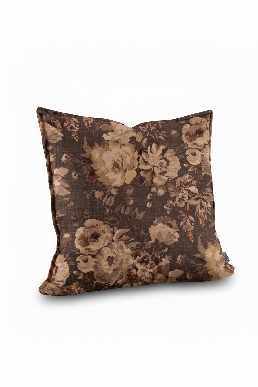 Kuddfodral 60x60cm - Rosehill - Brown Flower