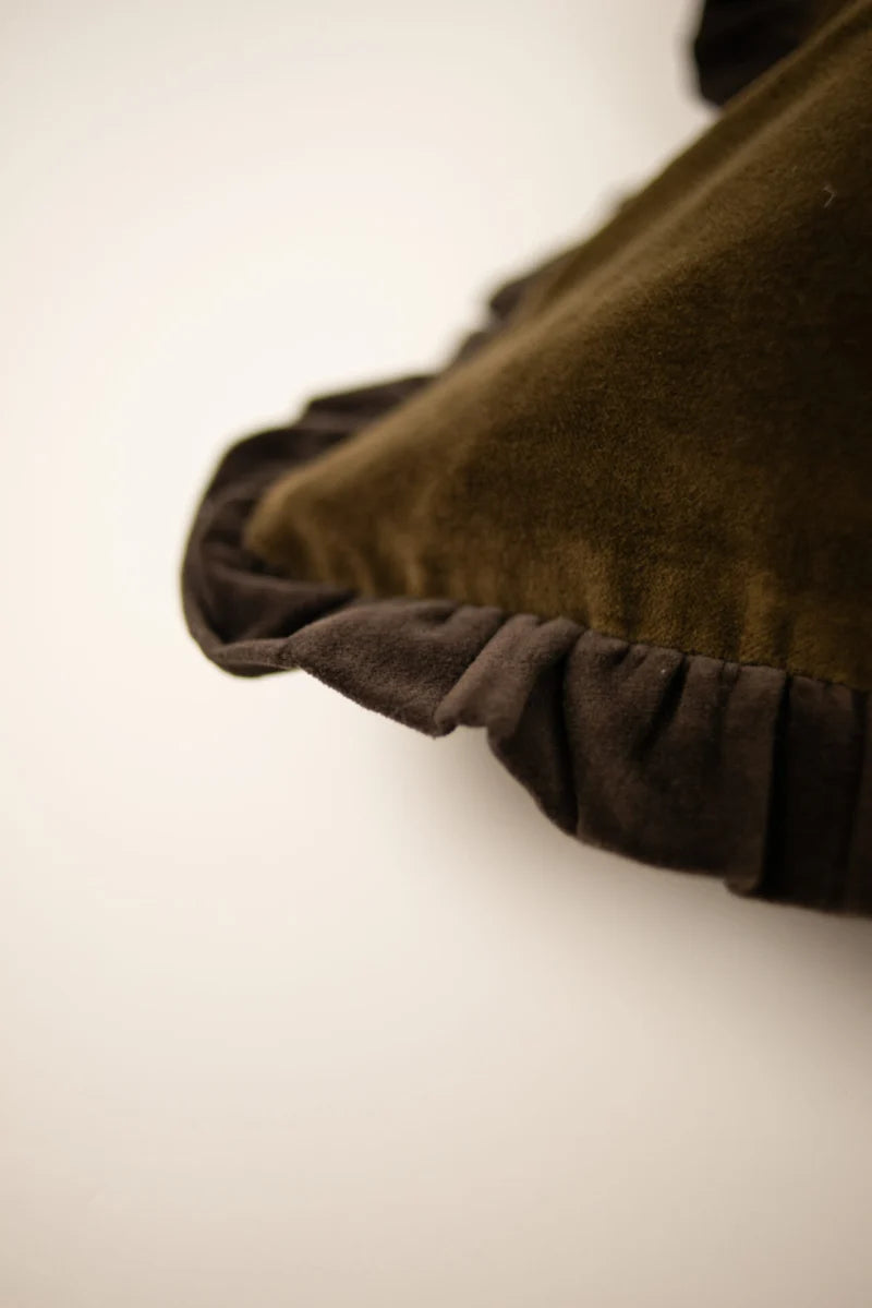 Kuddfodral 30x50cm - Doris - Olivgrön/Kaffe