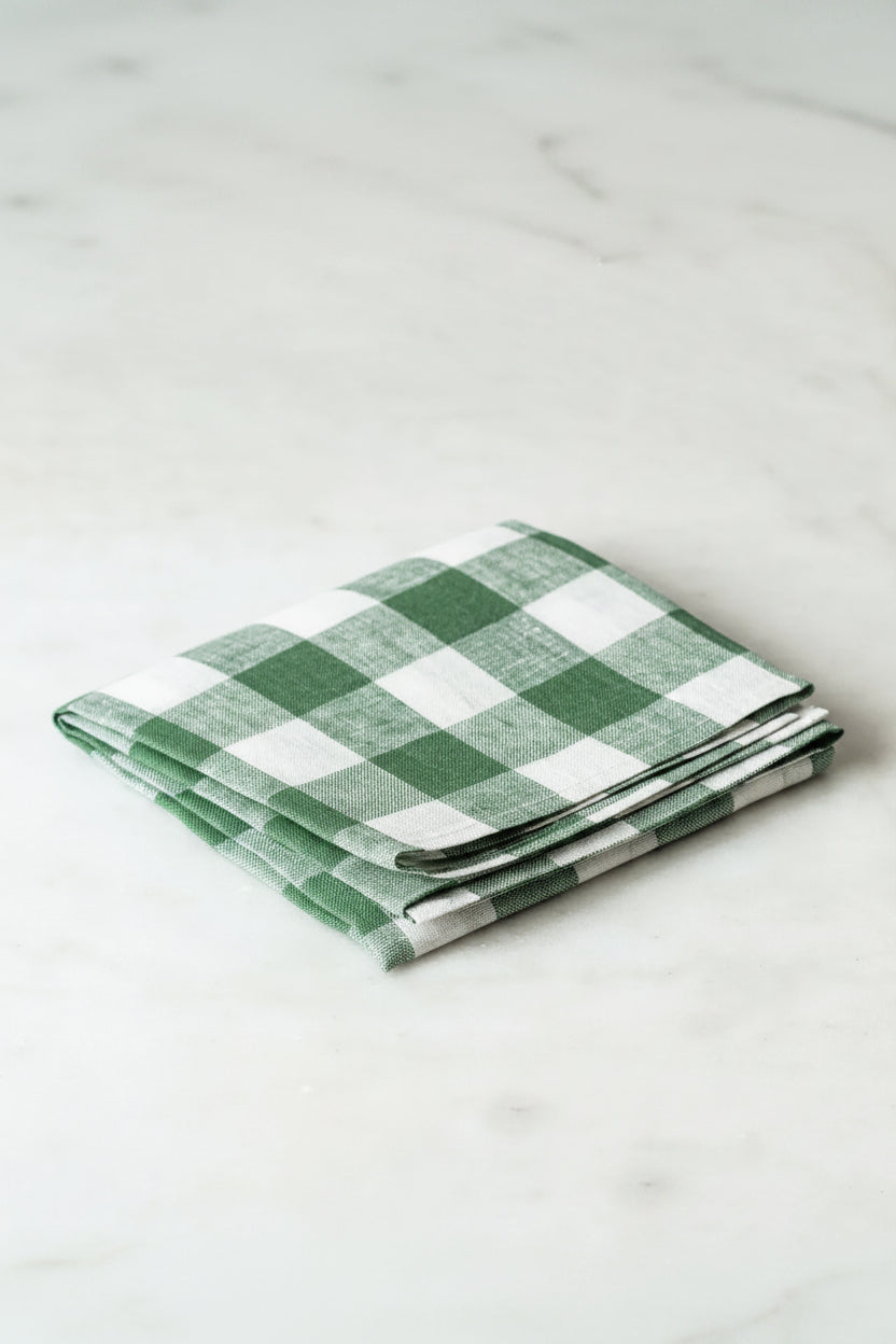 Kökshandduk 50x70cm - Gingham - Grön
