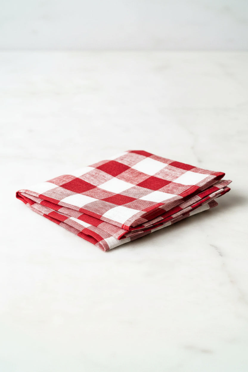 Kökshandduk 50x70cm - Gingham - Röd