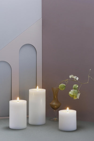 LED-Ljus 99x100mm - Melted Pillar - Classic White