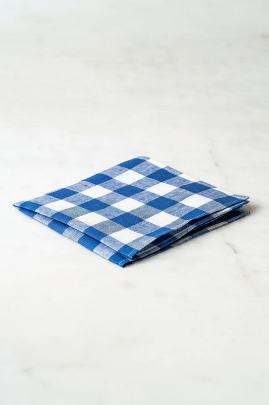 Linneservett - Gingham - Blå