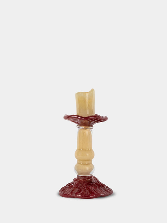 Ljusstake Lara S - Beige/Vinröd