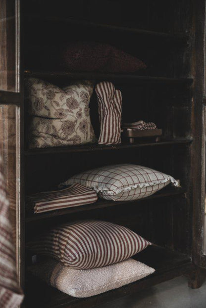 Kuddfodral 45x45cm - Checks - Beige/Röd