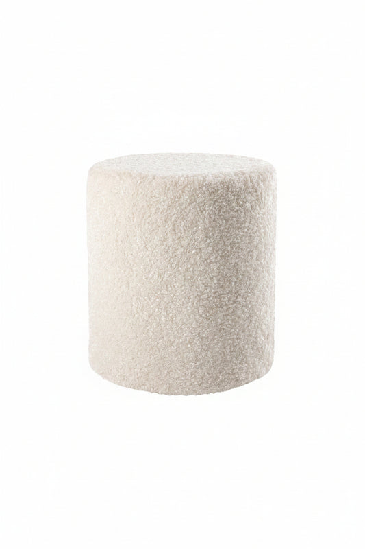Sittpuff - 40cm - Vit Fejkpäls