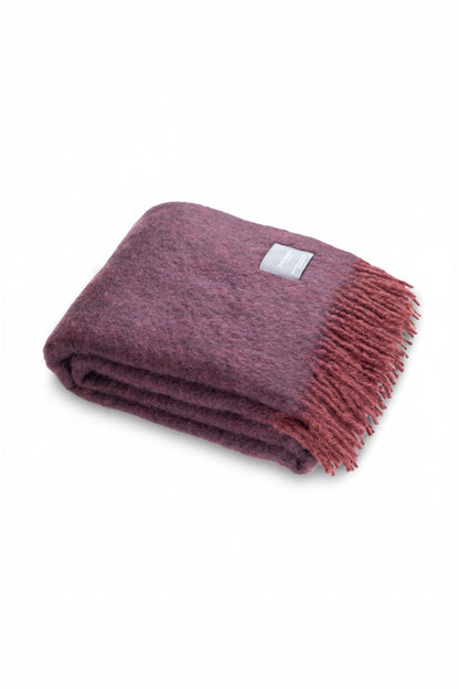 Pläd 130x170cm - Mohair - Melange - Bordeaux/Aubergine