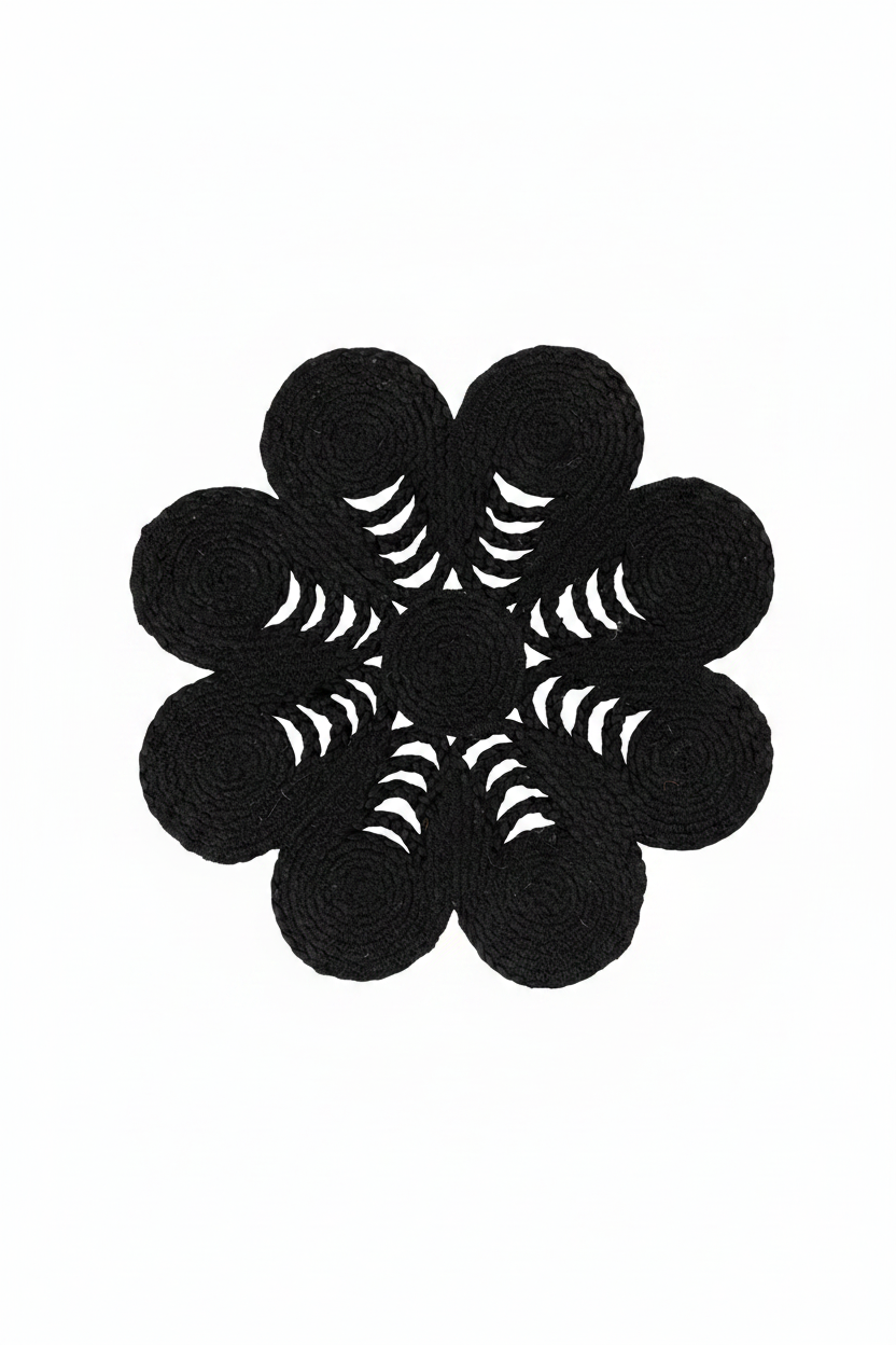 Tablett Ø40cm - Jute - Svart - Elin Anemone
