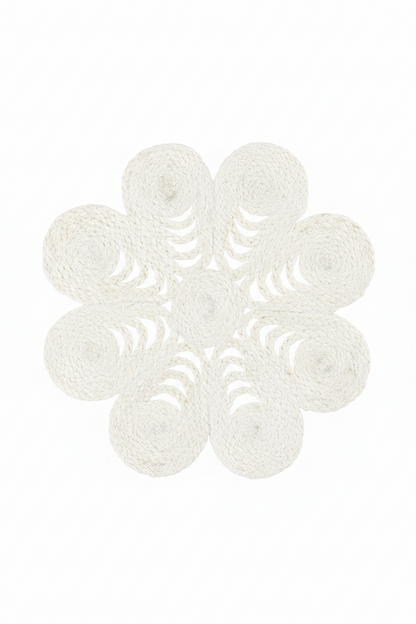 Tablett Ø40cm - Jute - Vit - Elin Anemone