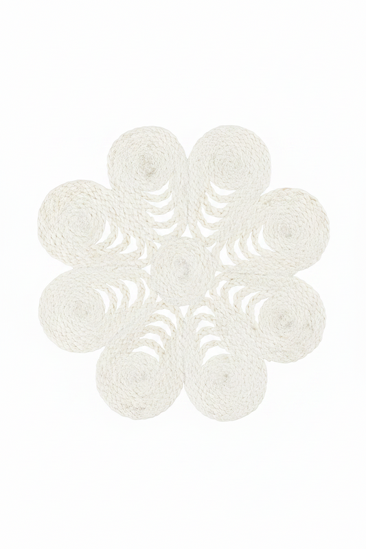 Tablett Ø40cm - Jute - Vit - Elin Anemone