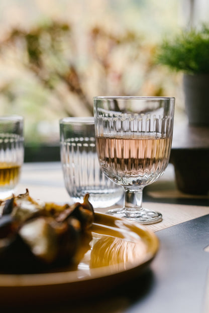 Glas På Fot 6-Pack Ribbad Klarglas
