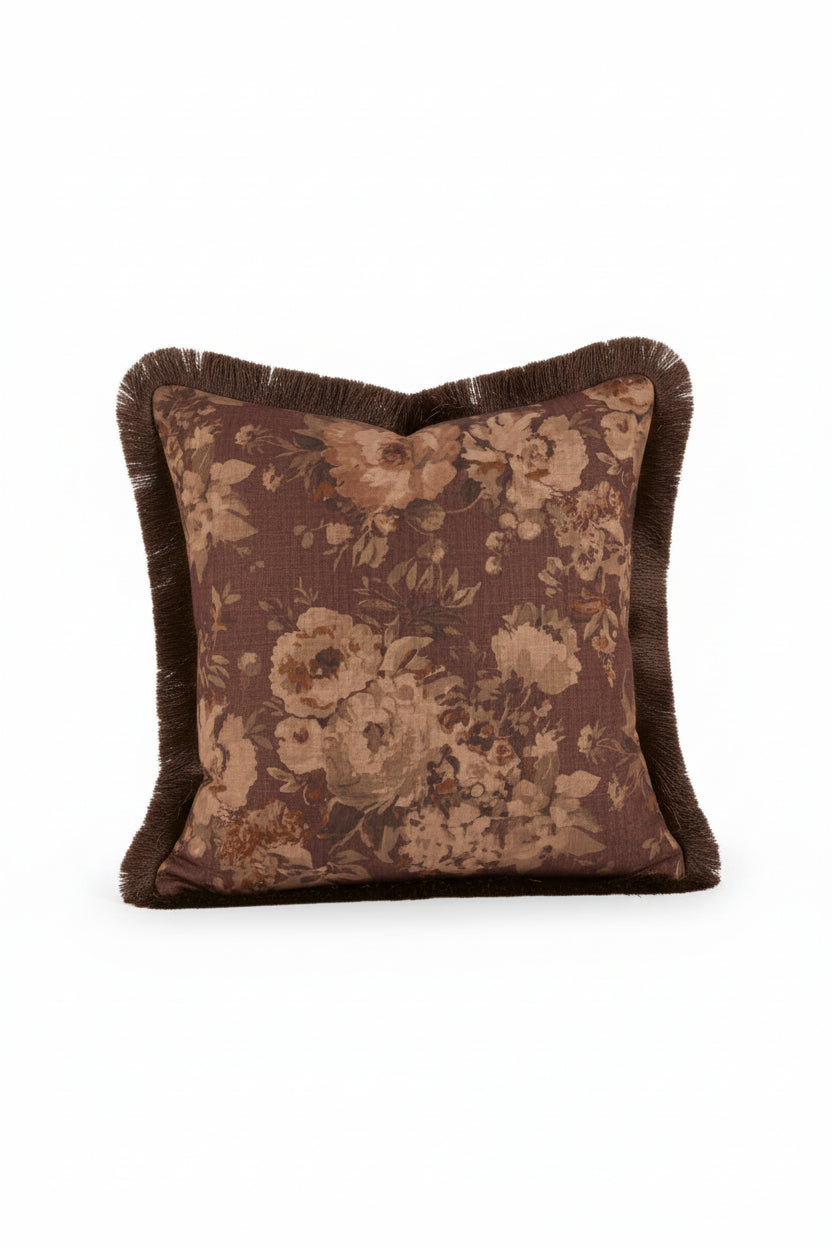 Kuddfodral 50x50cm - Rosehill - Burgundy Fringe