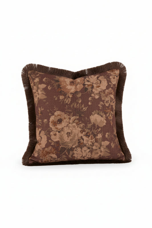 Kuddfodral 50x50cm - Rosehill - Burgundy Fringe