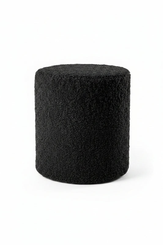 Sittpuff - 40cm - Svart Fejkpäls