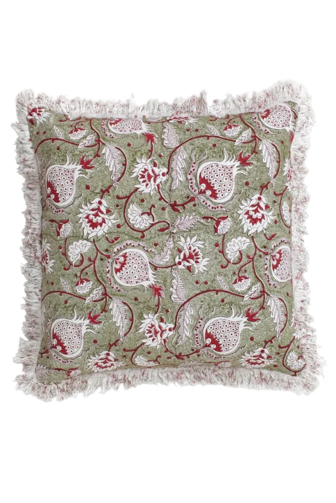 Kuddfodral Med Frans 50x50cm - Pomogranate - Grön