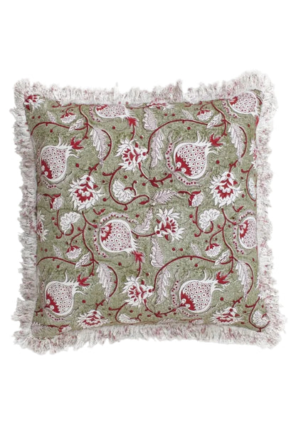 Kuddfodral Med Frans 50x50cm - Pomogranate - Grön