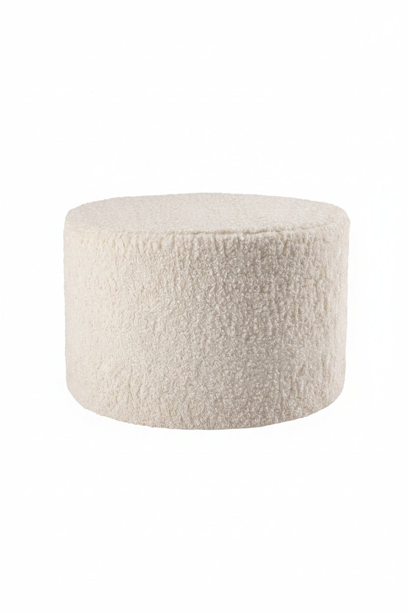 Sittpuff - 55cm - Vit Fejkpäls
