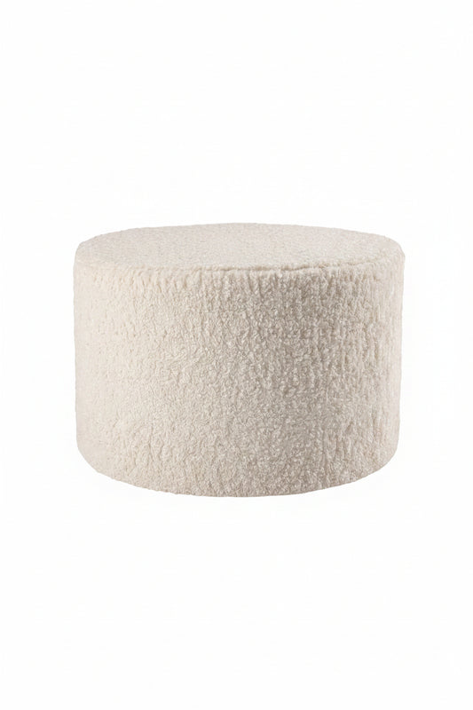 Sittpuff - 55cm - Vit Fejkpäls