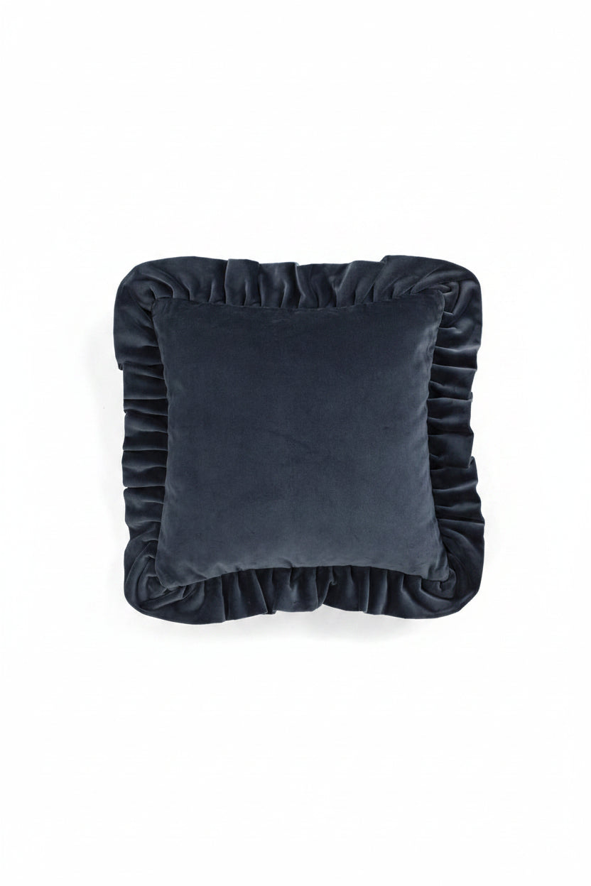 Kuddfodral 45x45cm - Velvet With Ruffle - Blå