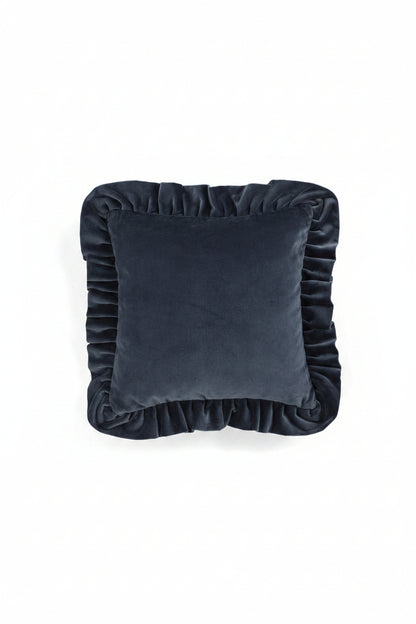 Kuddfodral 45x45cm - Velvet With Ruffle - Blå