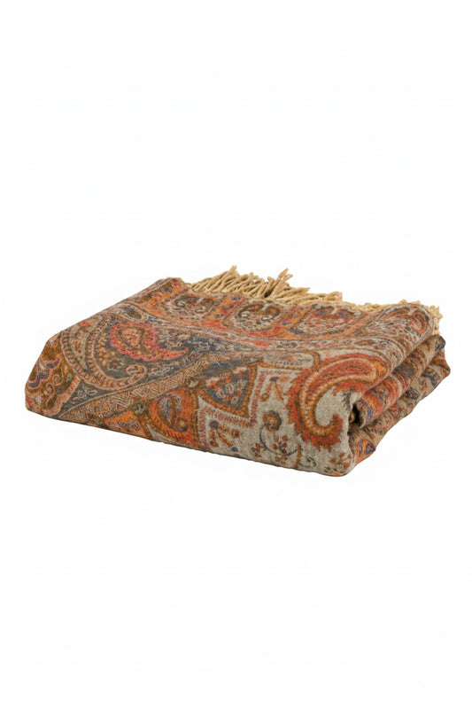 Pläd 140x200cm - Paisley - Bränd Orange
