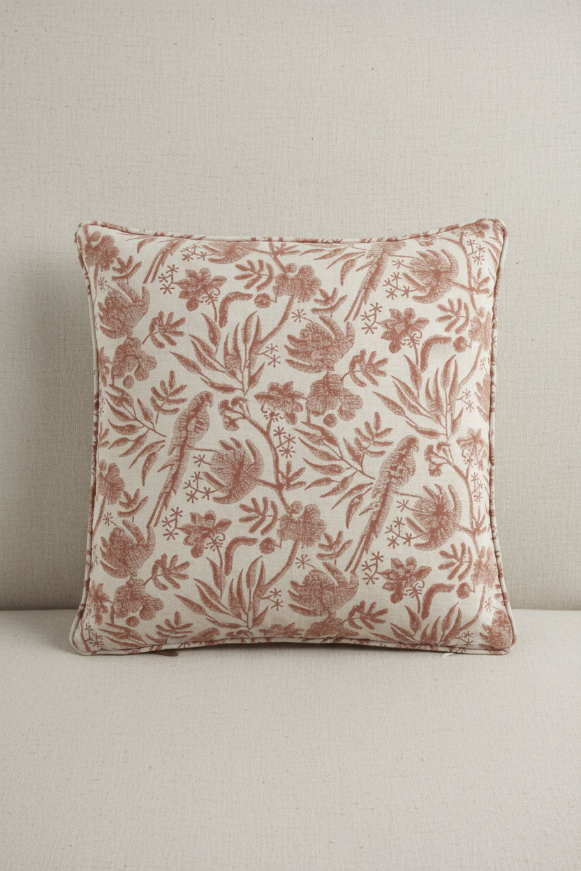 Kuddfodral 50x50cm - Parrot Open - Linen - Rust