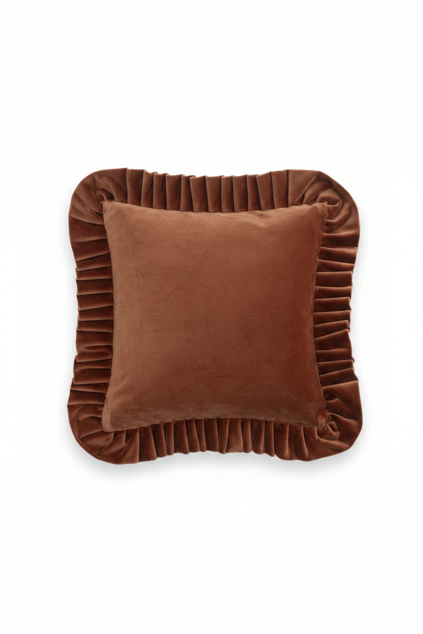 Kuddfodral 45x45cm - Velvet With Ruffle - Amber