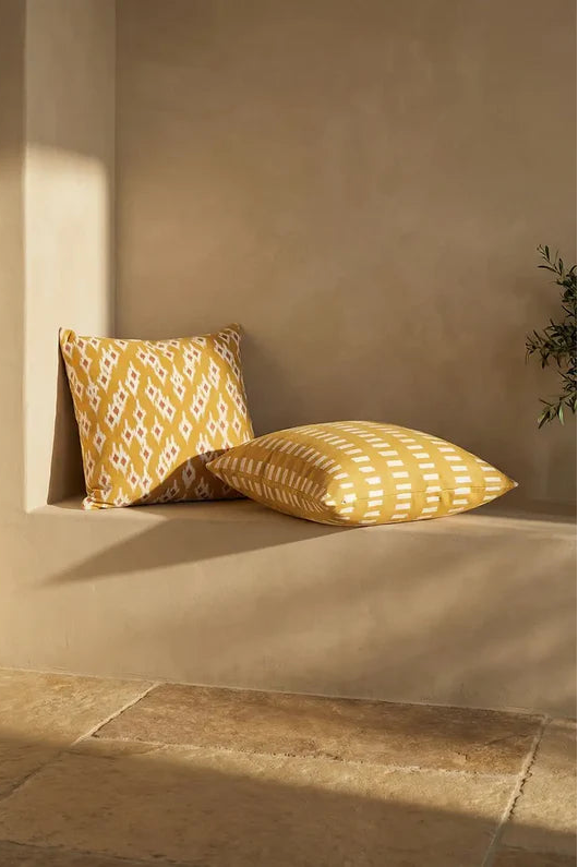 Kuddfodral 50x50cm - Ikat Block - Ockra