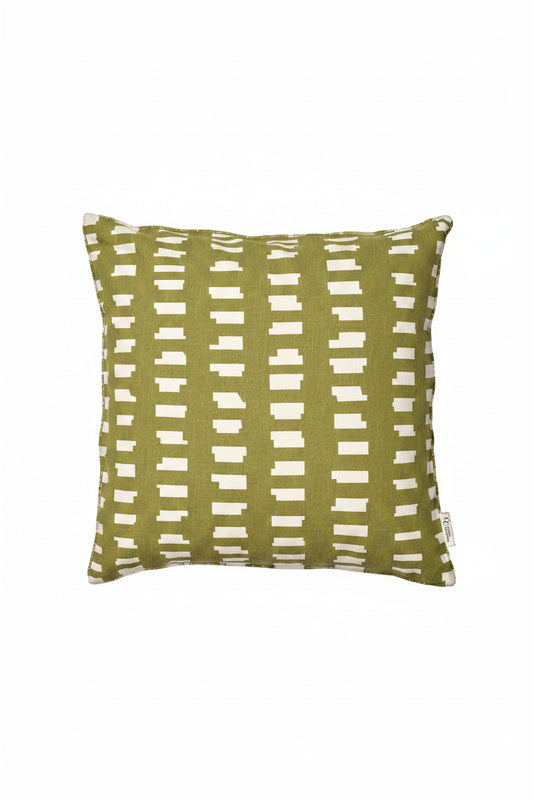 Kuddfodral 50x50cm - Ikat Block - Grön