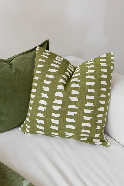 Kuddfodral 50x50cm - Ikat Block - Grön
