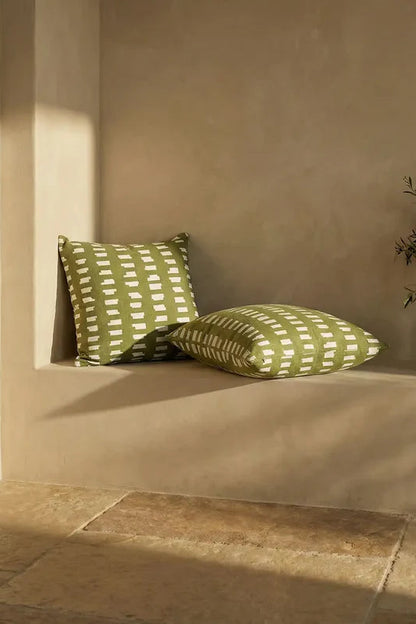 Kuddfodral 50x50cm - Ikat Block - Grön