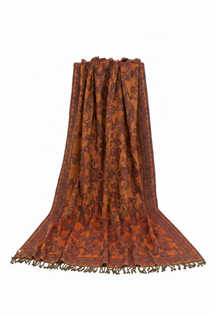 Pläd 140x200cm - Paisley - Svart/Orange