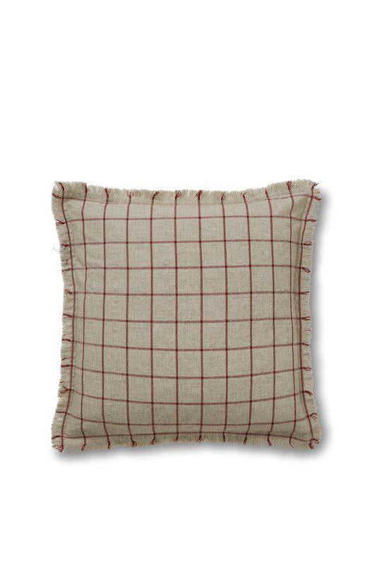 Kuddfodral 45x45cm - Checks - Beige/Röd