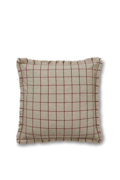 Kuddfodral 45x45cm - Checks - Beige/Röd