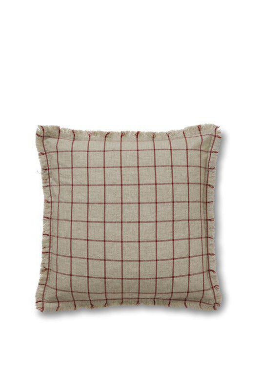 Kuddfodral 45x45cm - Checks - Beige/Röd