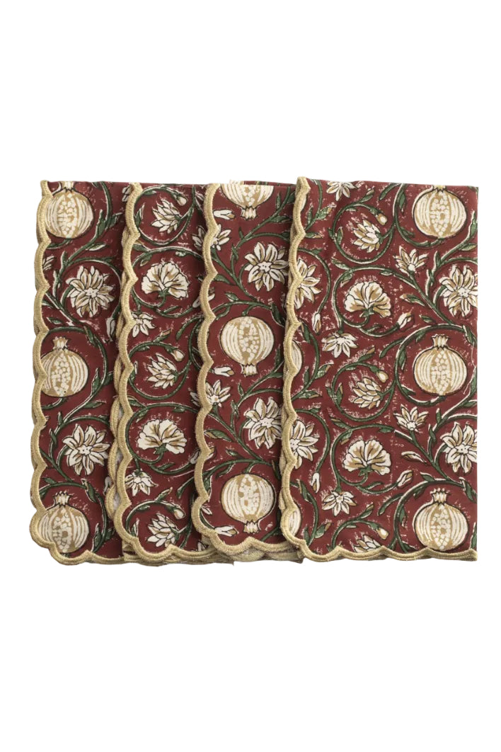 Servett 4-pack - Scallop - Tangier Pomegranate - Röd/Grön