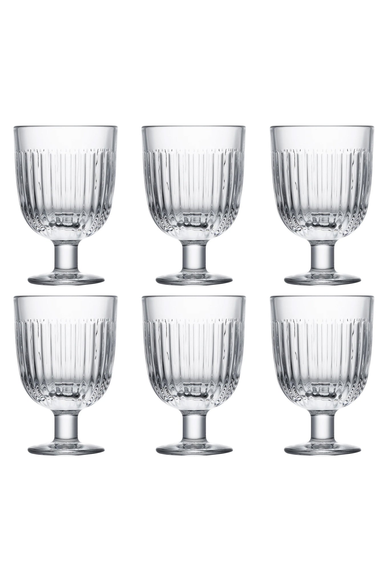 Glas På Fot 6-Pack Ribbad Klarglas