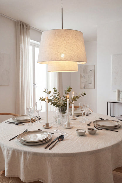 Taklampa Ø48cm - Doble - Krom/Beige