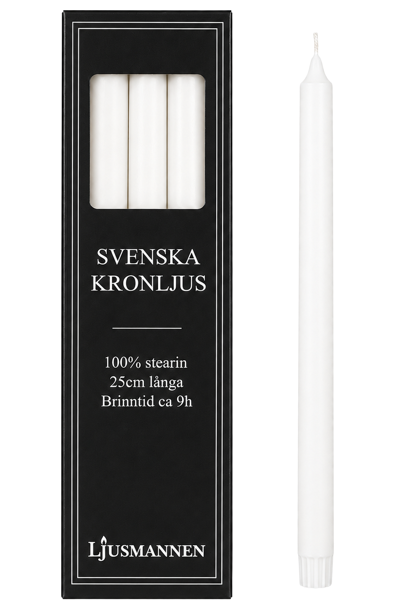 Kronljus 25cm - 6-pack - Vit