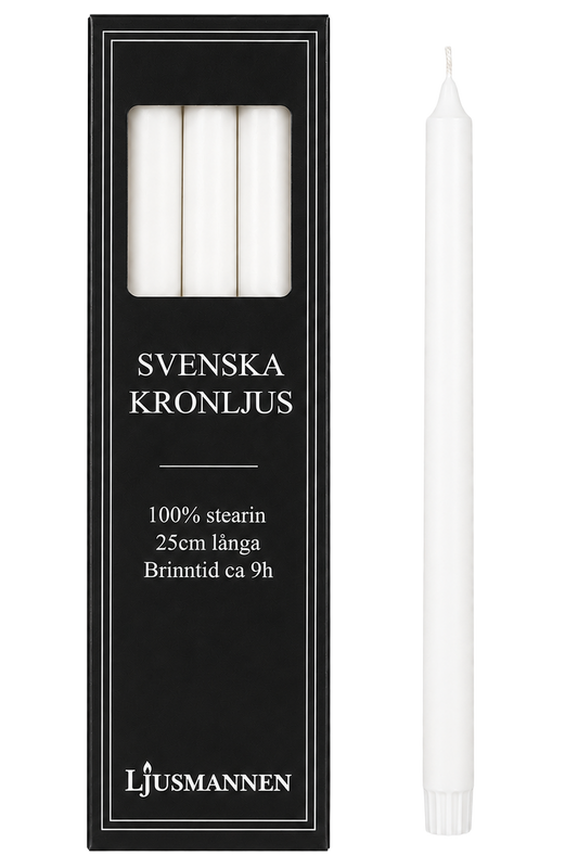Kronljus 25cm - 6-pack - Vit