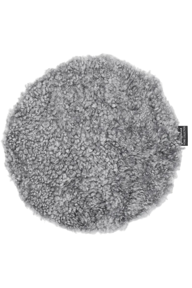Stolsdyna Ø34cm - Curly - Grey Silver