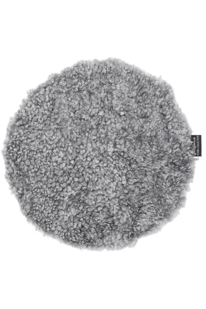 Stolsdyna Ø34cm - Curly - Grey Silver