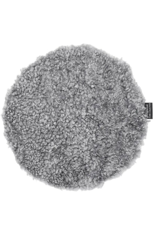 Stolsdyna Ø34cm - Curly - Grey Silver