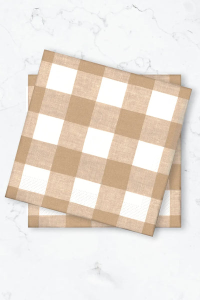 Servett 50-pack - Gingham - Beige