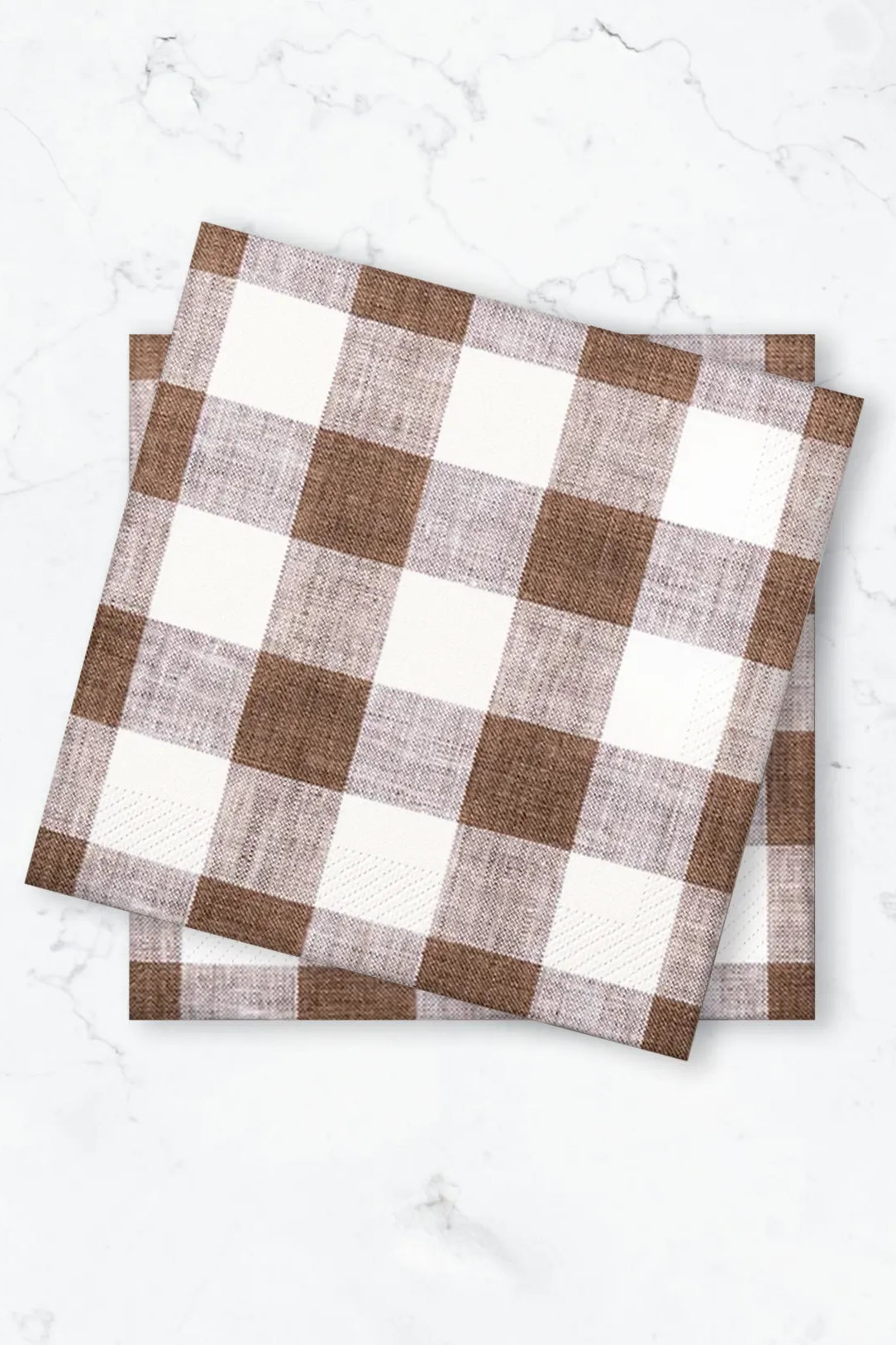 Servett 50-pack - Gingham - Brun