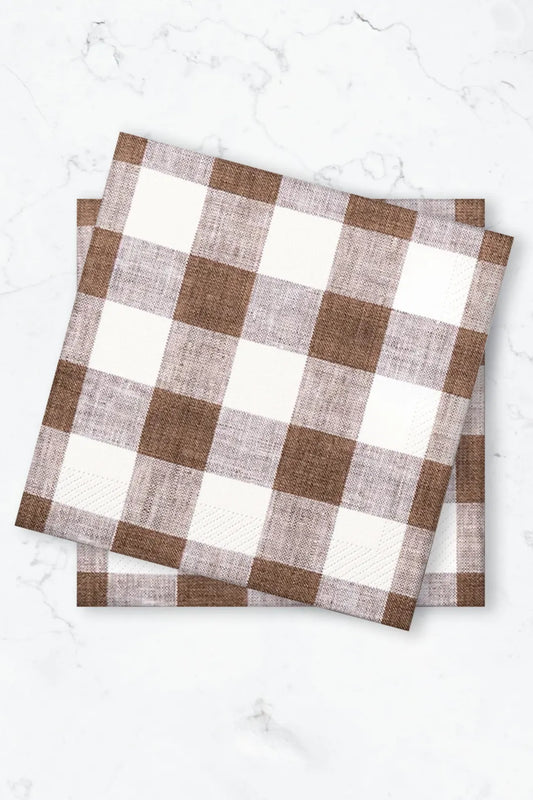 Servett 50-pack - Gingham - Brun