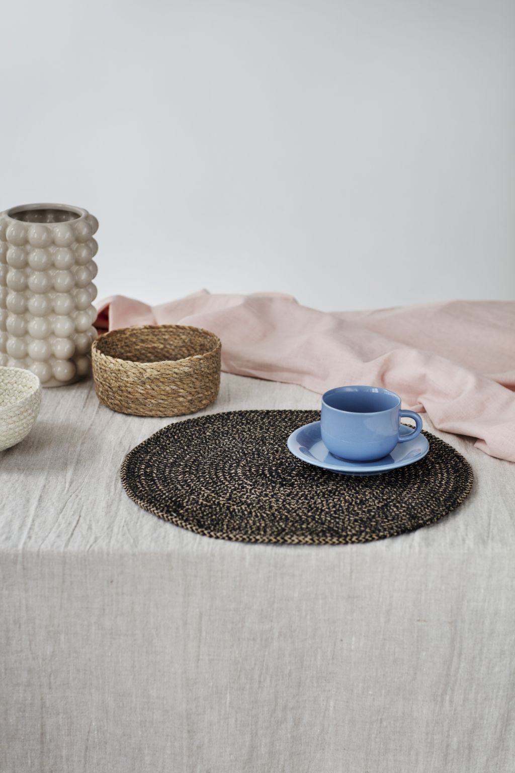 Tablett Ø38cm - Jute - Svart/Natur - Ella