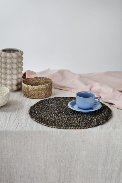 Tablett Ø38cm - Jute - Svart/Natur - Ella