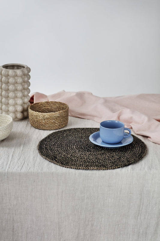 Tablett Ø38cm - Jute - Svart/Natur - Ella