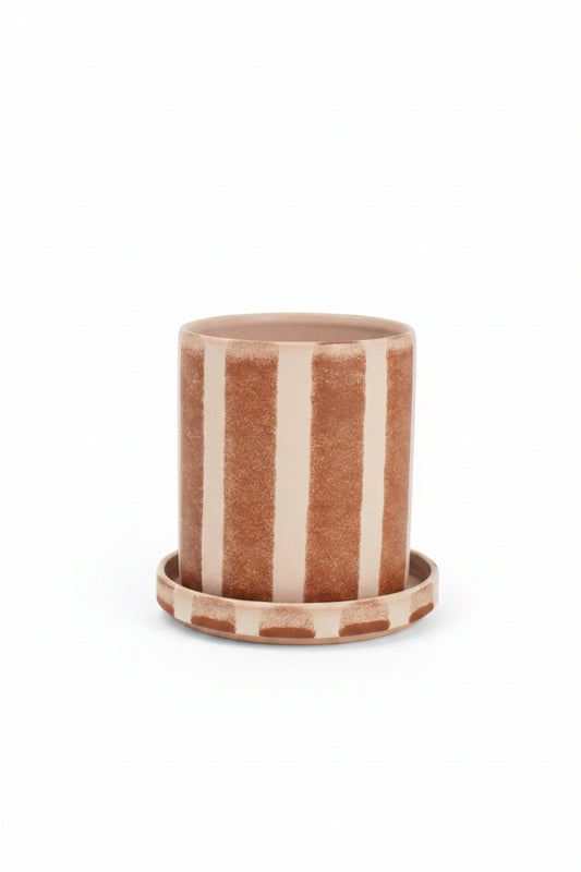 Kruka Ø14,5cm - Rand - Brun/Rosa